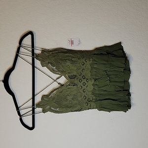 Free People Intimately Free Olive Sparrow Lace  Halter Top size XS NWT